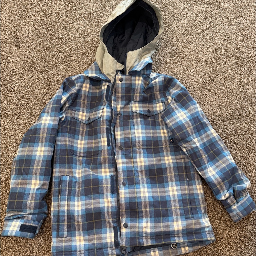 Burton Blue Plaid Hooded Jacket